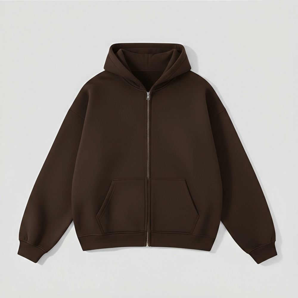 Zip Hoodie ESSENTIAL Premium 330gr DARK CHOCOLATE