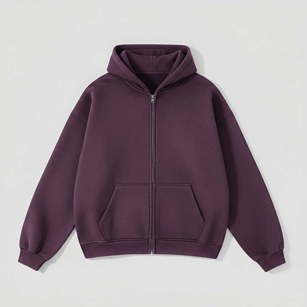Zip Hoodie ESSENTIAL Premium 330gr WASHED PLUM PURPLE