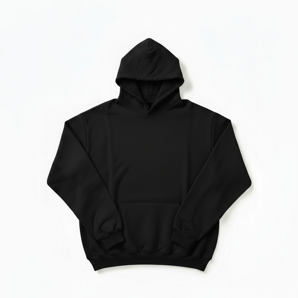 Felpa Hoodie ESSENTIAL 330grsm 100% cotone BLACK