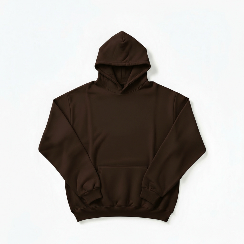Felpa Hoodie ESSENTIAL 330grsm 100% cotone DARK CHOCOLATE
