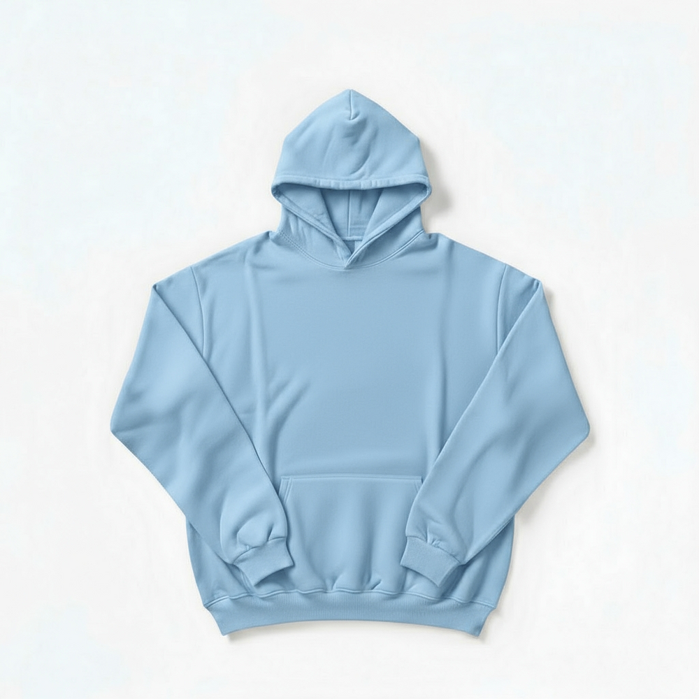Felpa Hoodie ESSENTIAL 330grsm 100% cotone PASTEL SKY BLUE