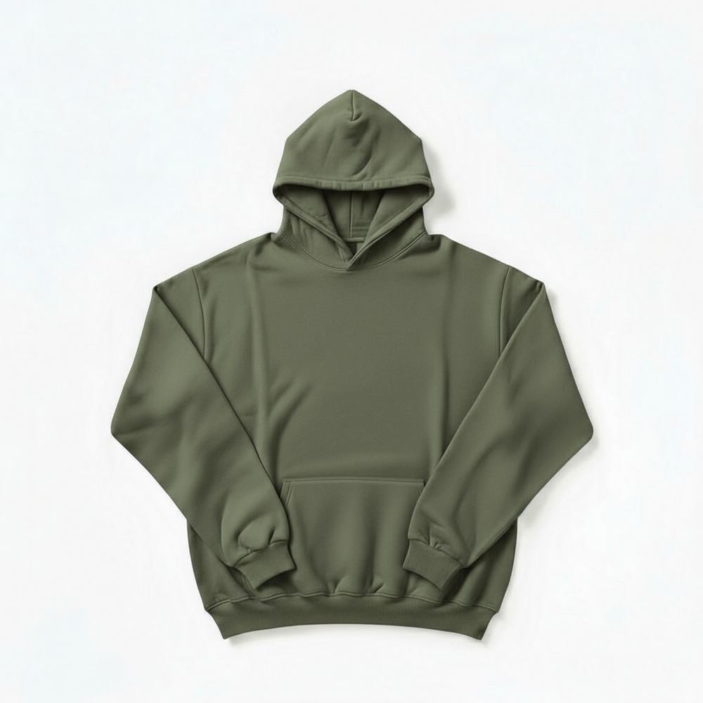 Felpa Hoodie ESSENTIAL 330grsm 100% cotone DUSTY OLIVE GREEN